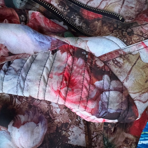 Floral Moto Jacket by TOV Sz 38 scuba flower statement jacket - Picture 12 of 14